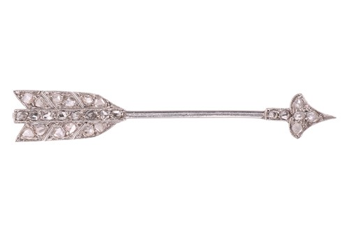 Lot 58 - A diamond-set arrow jabot pin, the point and...