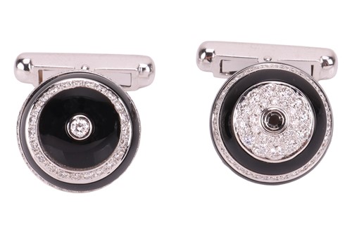 Lot 216 - Chanel - A pair of carved onyx and diamond...