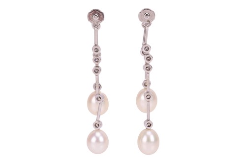 Lot 215 - Chanel - A pair of cultured pearl and diamond...