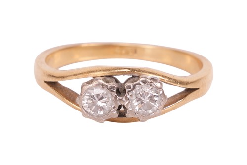 Lot 122 - A diamond two stone ring, the two round...