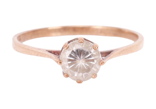 Lot 109 - A 9ct gold CZ solitaire ring, featuring a...
