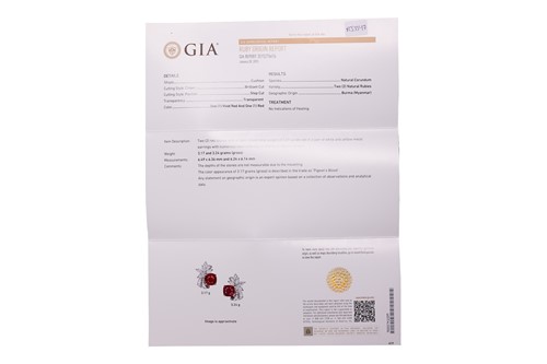 Lot 191 - A pair of Burmese ruby and diamond cluster...