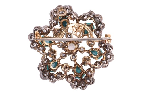 Lot 31 - A late Victorian diamond and turquoise cluster...