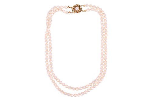 Lot 72 - A double-row cultured pearl necklace;...
