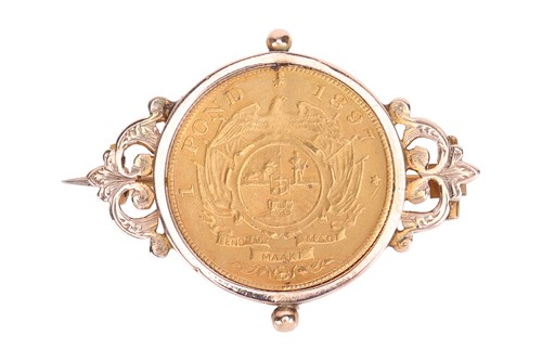 Lot 166 - A coin swivel brooch, set with an 1897 one...