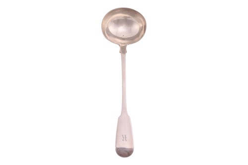 Lot A William IV silver soup ladle, Chester 1838...