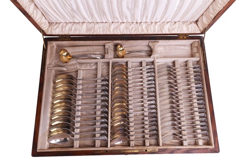 Lot 249 - Gorham - a cased silver part canteen, Villa...