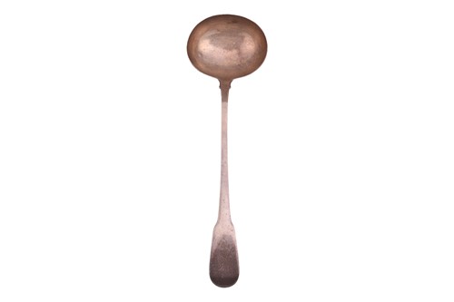 Lot 226 - A George III silver fiddle pattern soup ladle,...