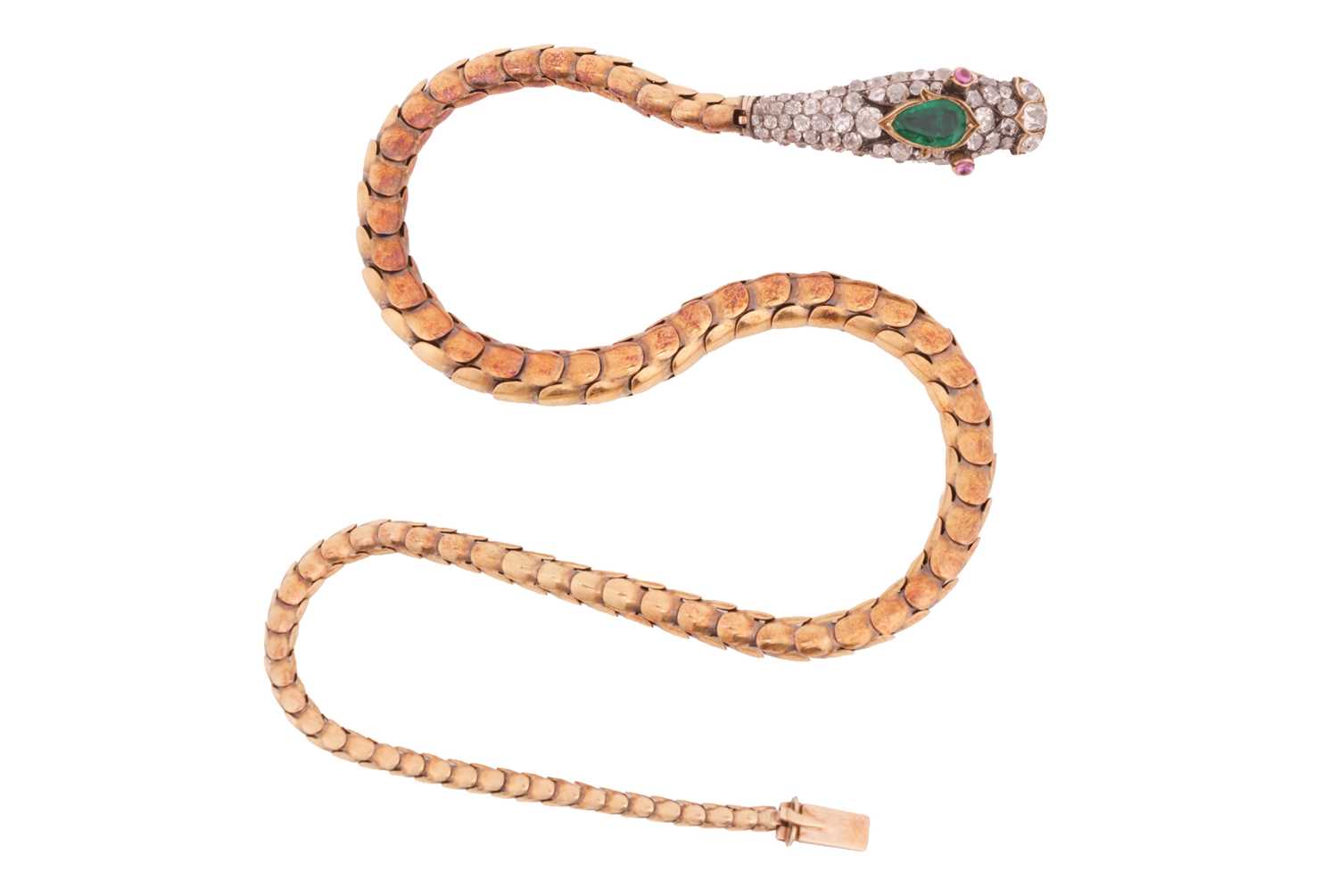Lot 30 - A Mid-Victorian gem-set serpent necklace,...