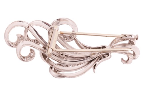 Lot 71 - A Mid-Century diamond-set spray clip brooch,...