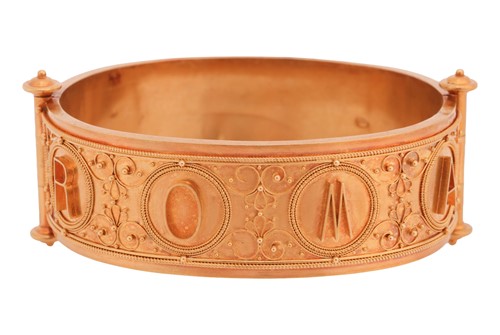 Lot 29 - An Etruscan Revival micromosaic bangle,...