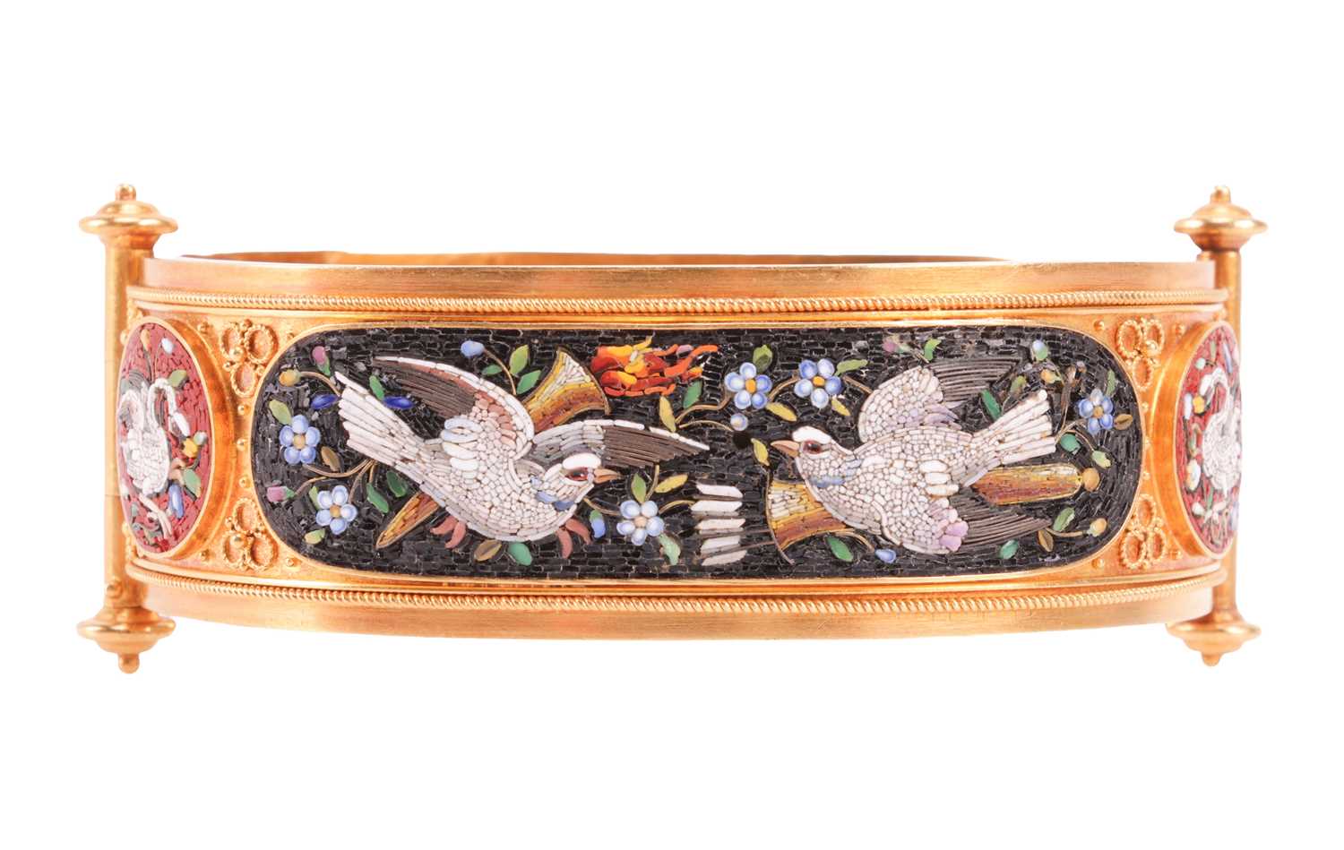 Lot 29 - An Etruscan Revival micromosaic bangle,...