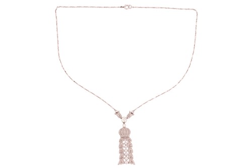 Lot 63 - A Belle Époque diamond-set lavaliere necklace,...