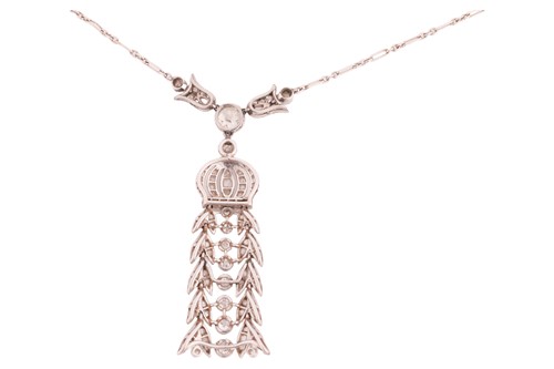 Lot 63 - A Belle Époque diamond-set lavaliere necklace,...