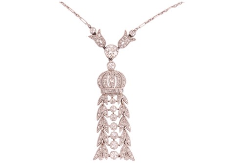 Lot A Belle Époque diamond-set lavaliere necklace,...
