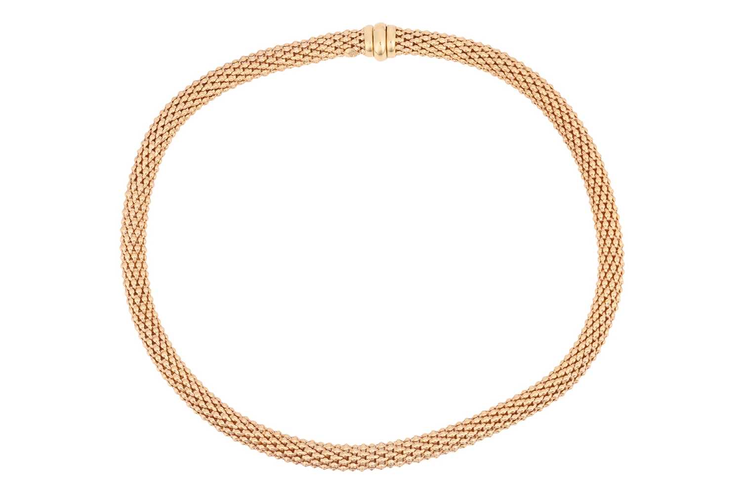 Lot 200 - A flexible tubular mesh necklace, composed of...