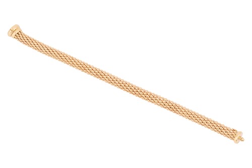Lot 199 - A flexible tubular mesh bracelet, composed of...