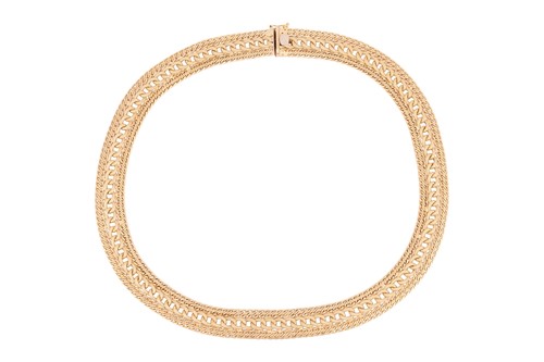 Lot 98 - A fancy-link collar necklace, the central...
