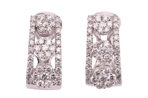 Lot 172 - A pair of diamond-set hoop earrings, each...