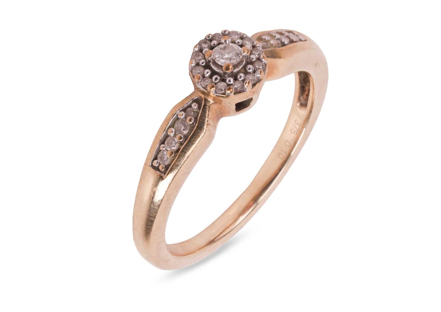 Lot A diamond-set ring, the central elevated...