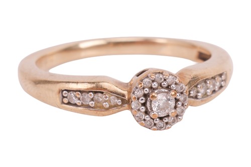 Lot A diamond-set ring, the central elevated...
