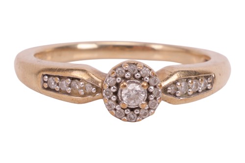 Lot A diamond-set ring, the central elevated...