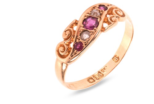 Lot An Edwardian ruby and diamond-set ring, set...
