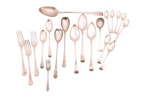 Lot A mixed group of flatware including; a George...