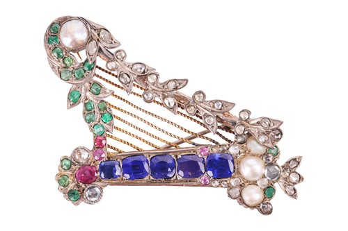 Lot A Victorian multi-gem and diamond set brooch,...