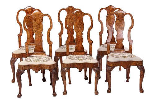 Lot 9 - A set of six 19th-century Dutch inlaid dining...