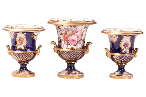 Lot 117 - A group of three English porcelain campana...