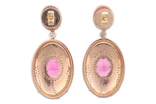 Lot A pair of tourmaline and diamond drop earrings,...
