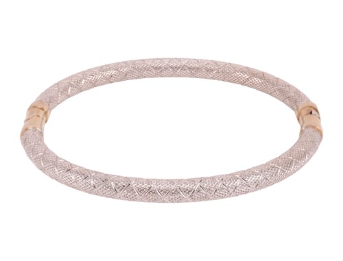 Lot A two-tone gold bangle, the engraved bangle in...