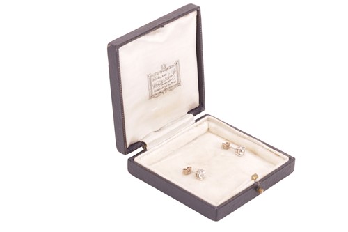 Lot A pair of old-cut diamond stud earrings, each...