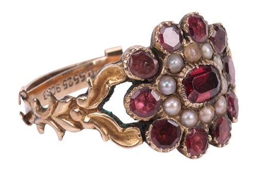 Lot A Victorian seed pearl and gem set mourning...