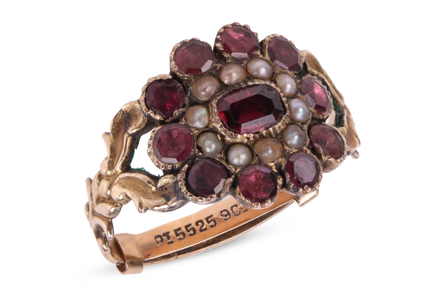 Lot A Victorian seed pearl and gem set mourning...
