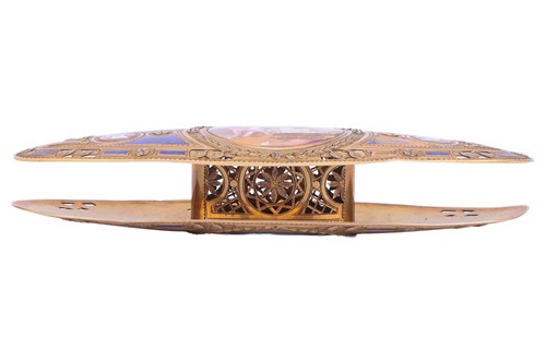 Lot A Louis XV enamel knotting shuttle, by...