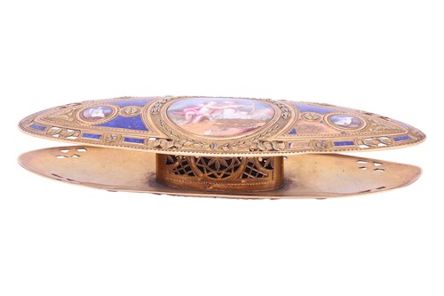 Lot A Louis XV enamel knotting shuttle, by...