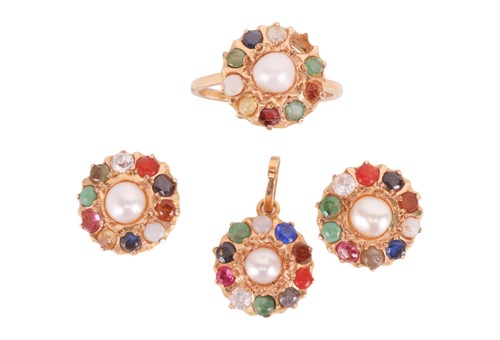 Lot A group of pearl & gem-set jewellery, the ring,...