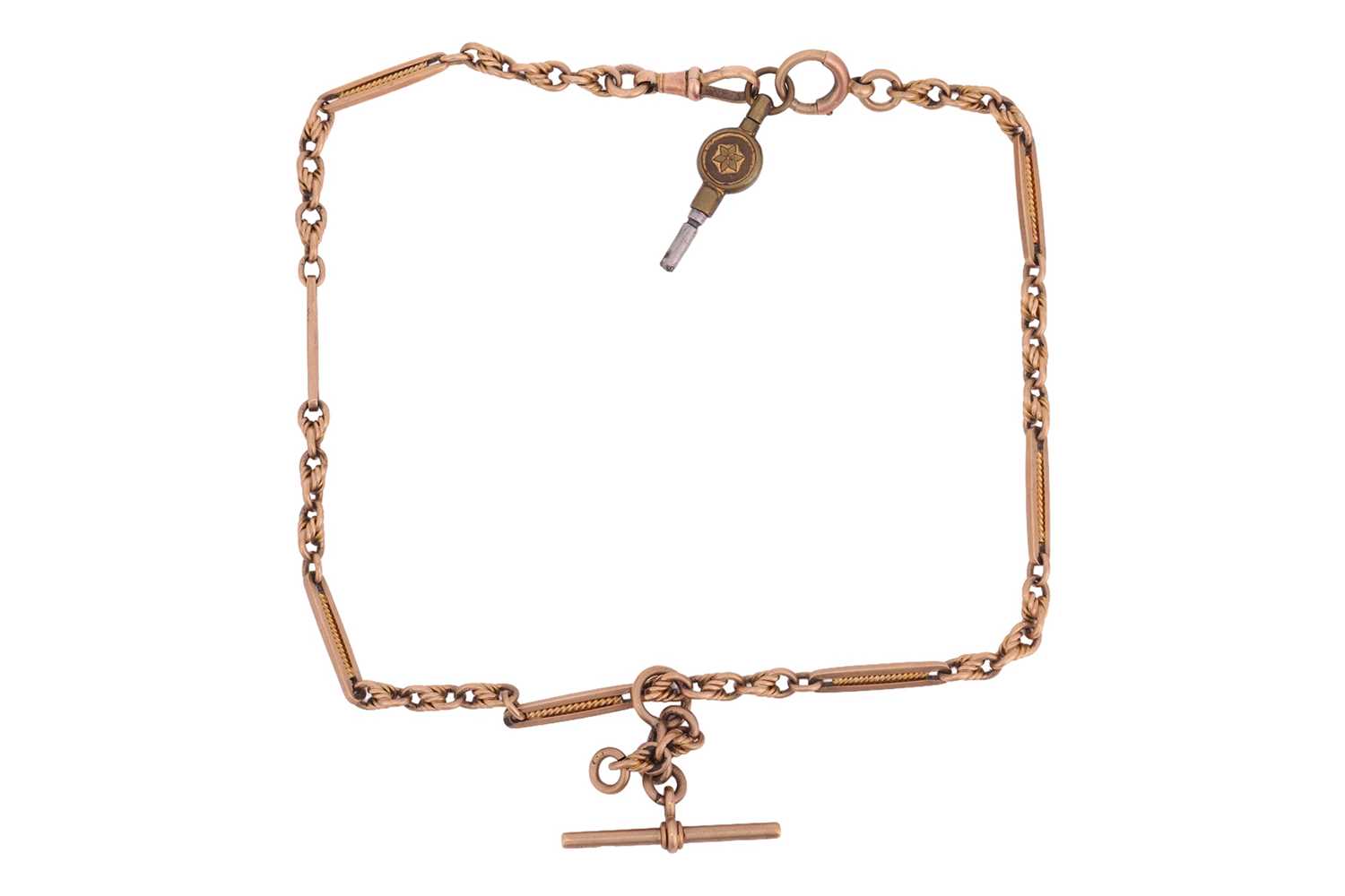 Lot A late Victorian 9ct gold Albert chain, of...