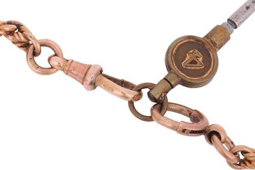 Lot A late Victorian 9ct gold Albert chain, of...