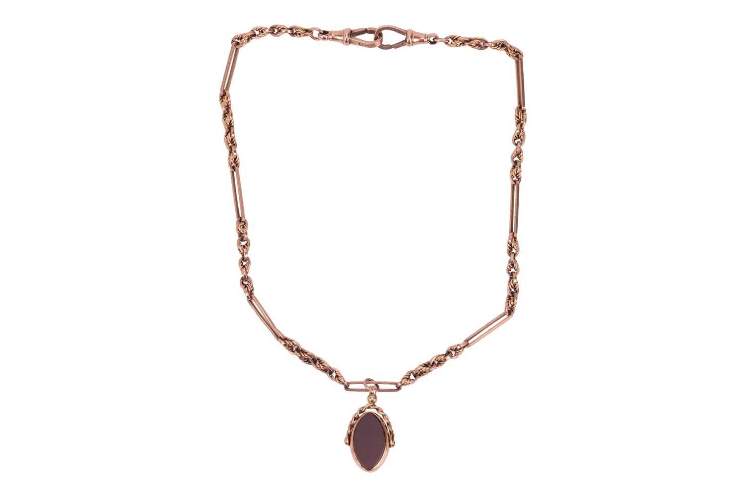 Lot A late Victorian 9ct gold and hardstone fob...