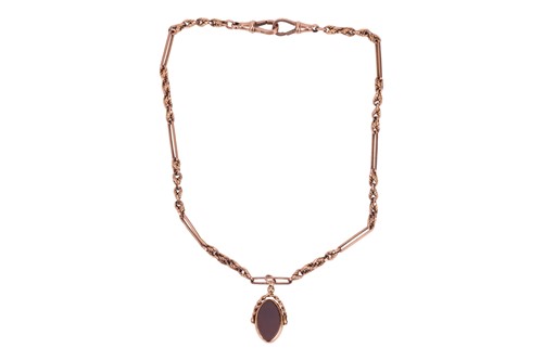 Lot A late Victorian 9ct gold and hardstone fob...