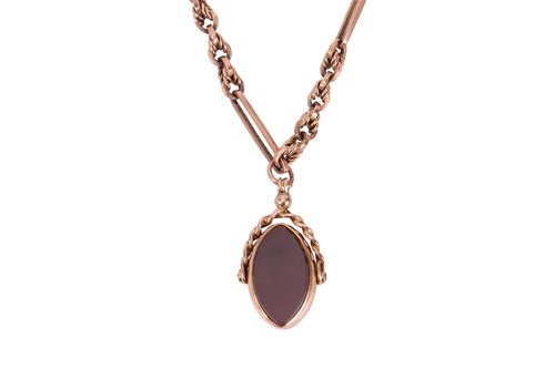 Lot A late Victorian 9ct gold and hardstone fob...