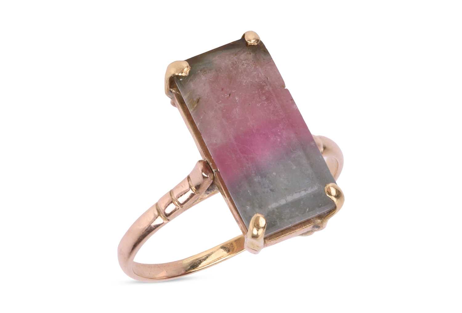 Lot A bi-coloured tourmaline dress ring,...