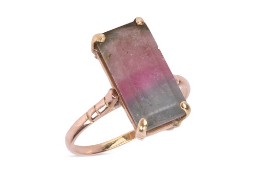 Lot A bi-coloured tourmaline dress ring,...