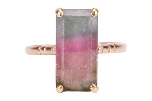 Lot A bi-coloured tourmaline dress ring,...