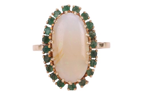 Lot An opal and emerald dress ring, comprising an...