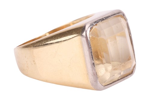 Lot A citrine-set signet ring, featuring a square...