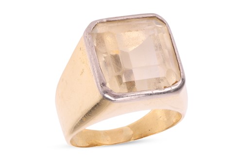 Lot A citrine-set signet ring, featuring a square...